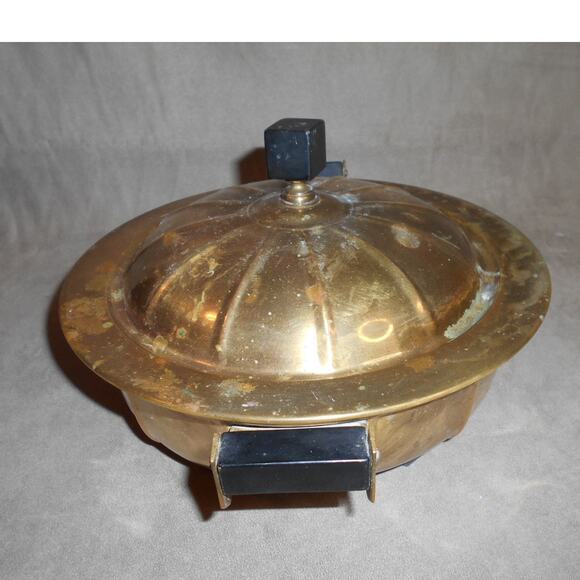 Vintage MCM Rochester Copper Chafing Parts 9" Round Dish w/Lid - Picture 4 of 12